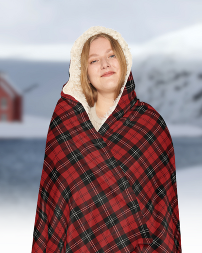 Ramsay Red Modern Tartan  | Cosy Hooded Tartan Blanket